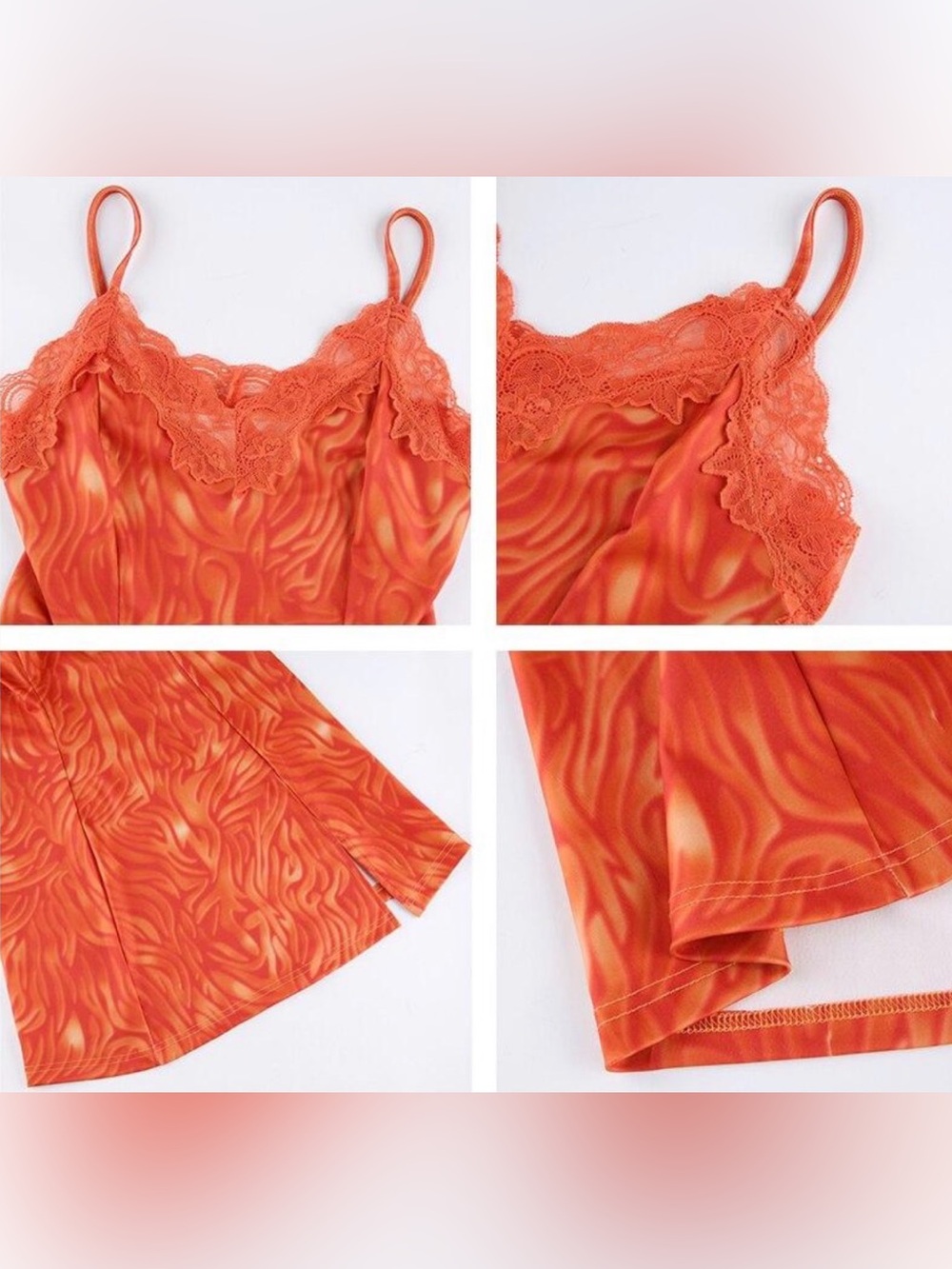 Women's Orange Lace-Trim Slip Dress - Picture 7 of 7